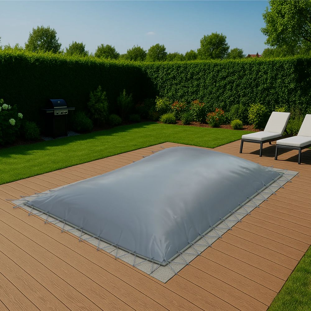 Aufblasbare Poolabdeckung für Ovalpools in Grau – Produktansicht 2