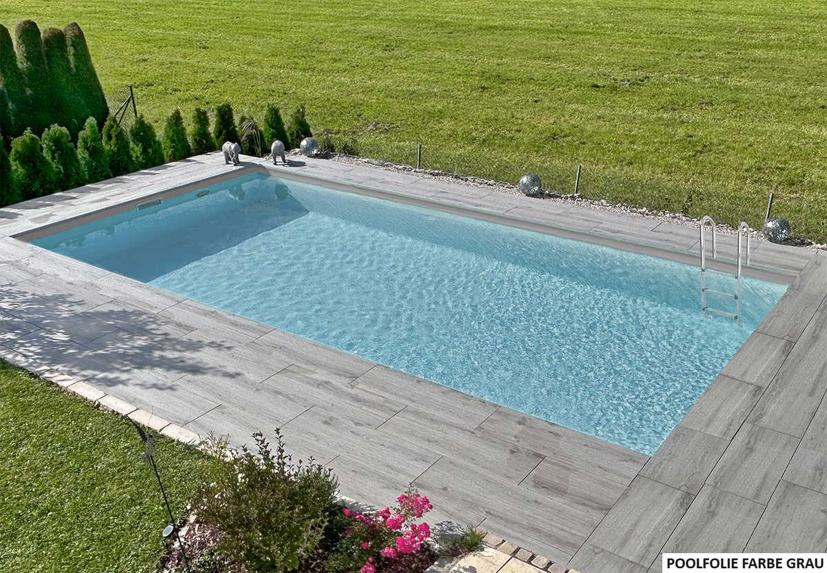 Styroporpool mit grauer Poolfolie
