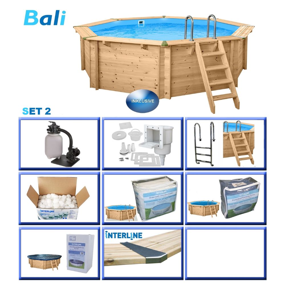 Holzpool Bali achteckig-rund - deluxe Set 5,30 x 1,36m – Produktansicht 2